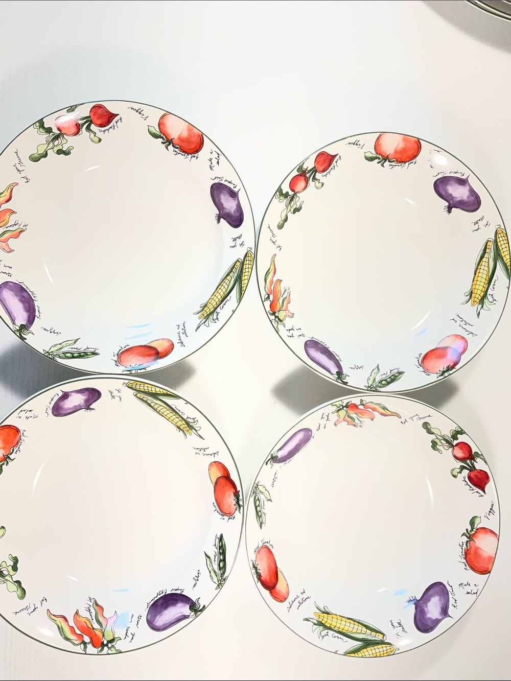 Set of 4 Vintage Sakura Garden Delight Bowls, Vegetable Pattern, 1995